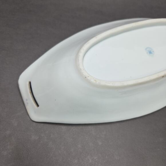 Nippon Hand Painted Celery Dish Pink Floral Porcelain 11in Chintz - Picture 8 of 16